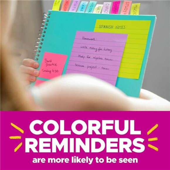 Post-it Super Sticky Notes, 3x3‎ in, Assorted Colors, 15 Pads, 45 Sheets/Pad - Picture 5 of 7